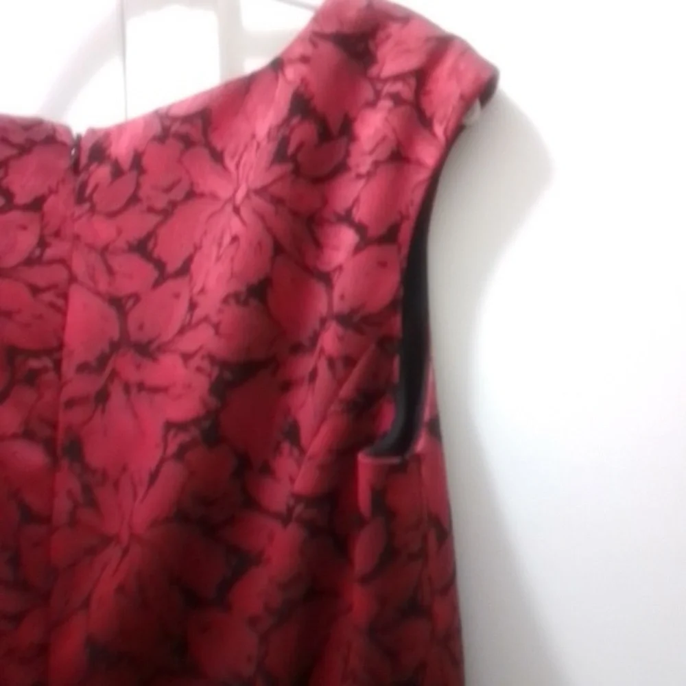 Adrianna Papell Red and Black Floral Midi Dress - Picture 6 of 7